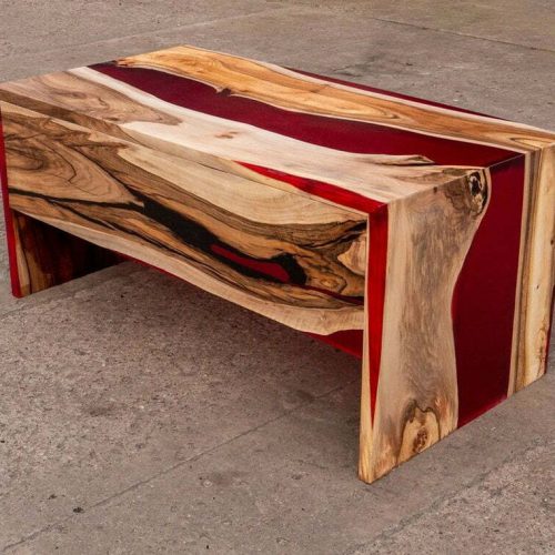 Double waterfall red resin river desktable , dining table, walnut wood